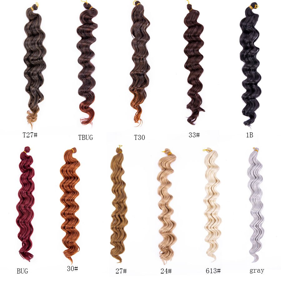 AliLeader Synthetic Crochet Curly Hair 18 Inch Deep Wave Braid Hair Ombre Large Wave Braiding Hair Extensions for Braids