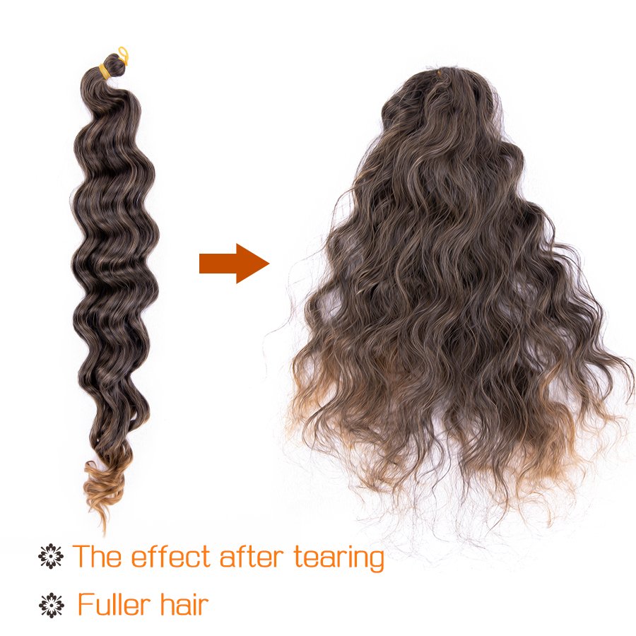 AliLeader Synthetic Crochet Curly Hair 18 Inch Deep Wave Braid Hair Ombre Large Wave Braiding Hair Extensions for Braids