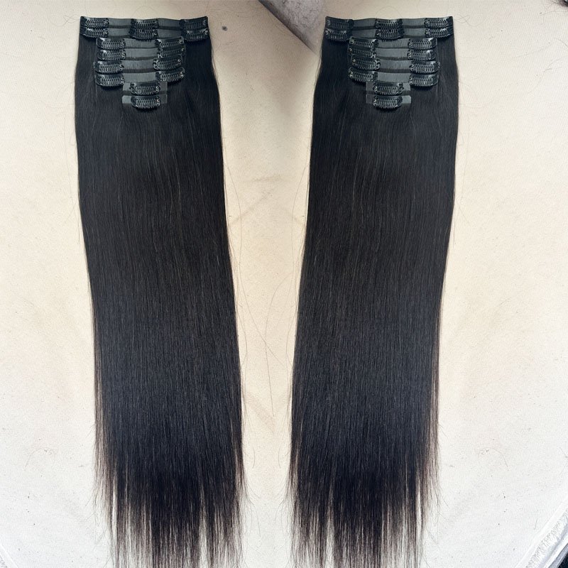 Wholesale Natural Raw Virgin Clip-ins Human Hair Invisible PU Seamless Clip In Hair Extensions