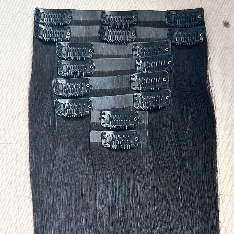 Wholesale Natural Raw Virgin Clip-ins Human Hair Invisible PU Seamless Clip In Hair Extensions