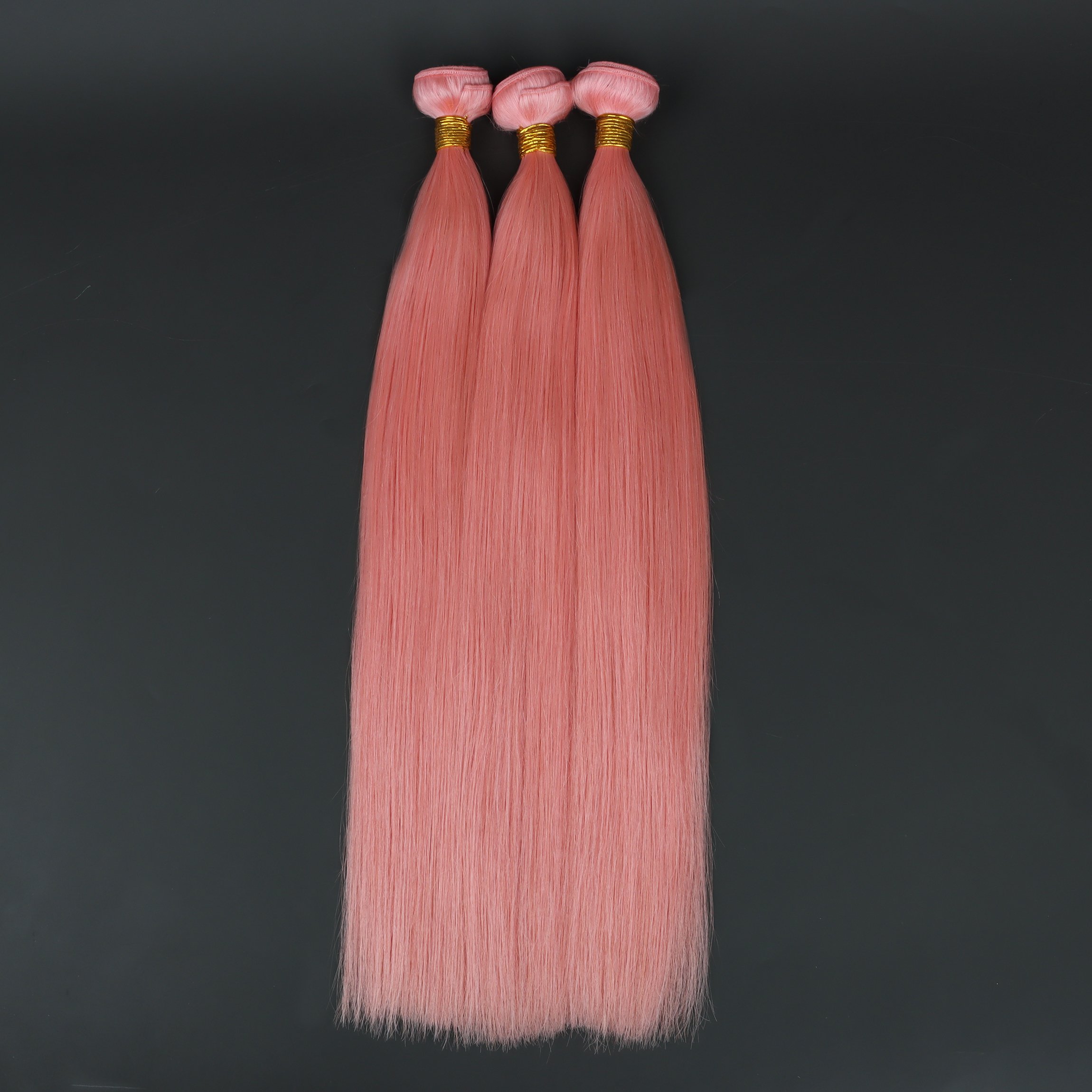 Full Length Top Quality Pink Color Bone Straight Weft Bundles 100% Real Raw Virgin Russian Human Hair Extensions