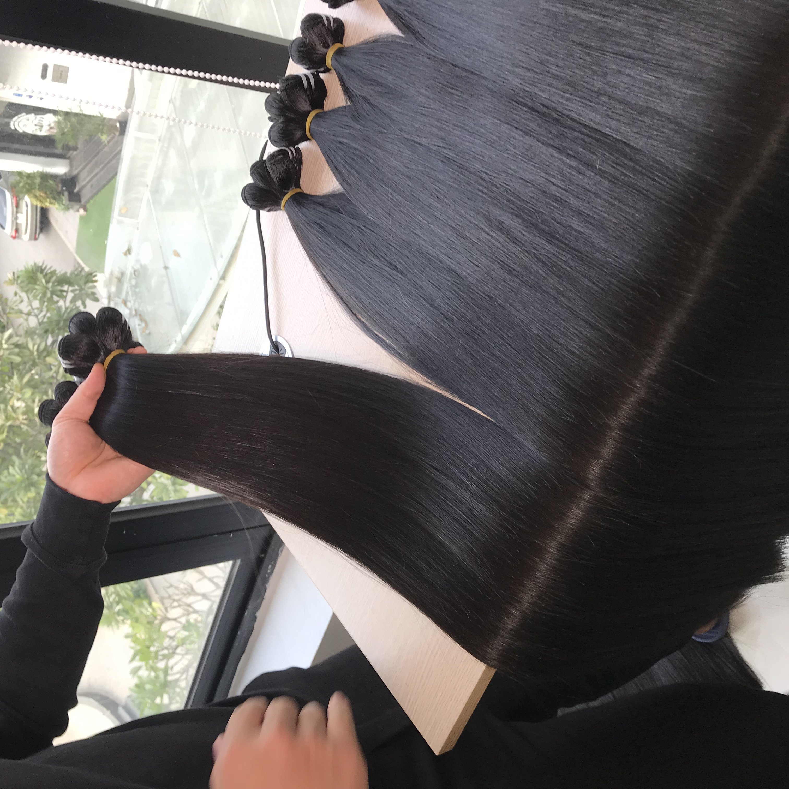 Ready To Ship Silky Straight Weft Hair Extensions 100% Vietnamese Human Raw Hair Cuticle Aligned Super Double Drawn Silky Smooth
