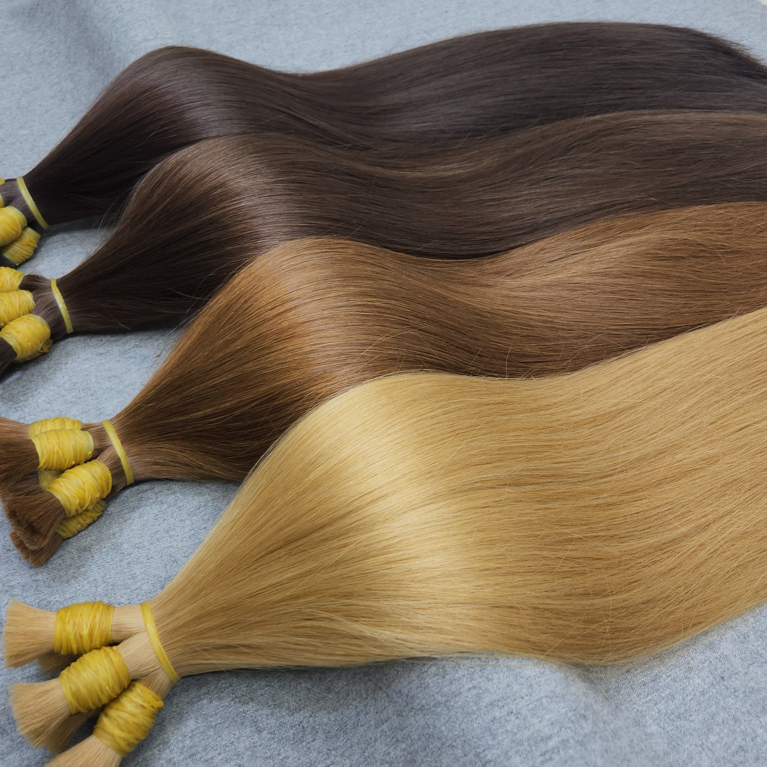 Wholesale high quality natural human hair bulk hair extensions silky straight unprocessed virgin hair