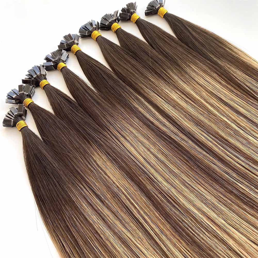 Pre Bonded Human Hair Extensions Keratin Hair Extensions Balayage Color K Tip Hair Extensions