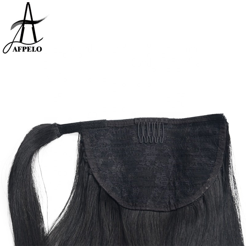wholesale real straight hair drawstring ponytail for black women wrap around long ponytail human pony tail hair extensions
