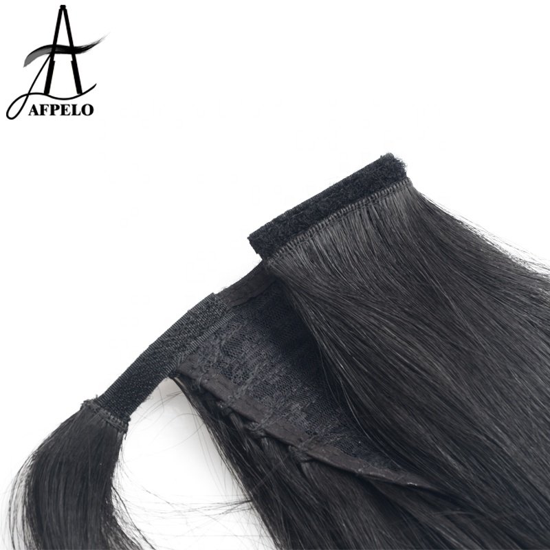 wholesale real straight hair drawstring ponytail for black women wrap around long ponytail human pony tail hair extensions