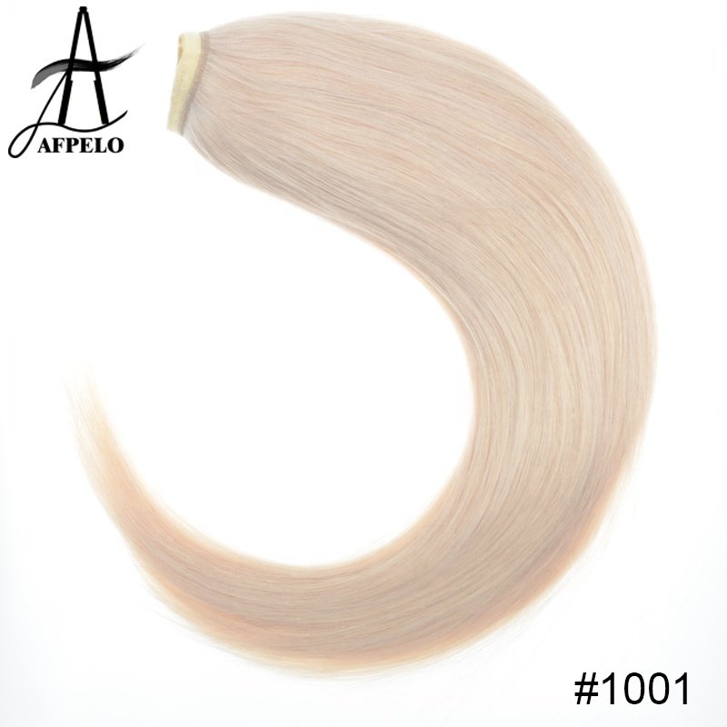 wholesale real straight hair drawstring ponytail for black women wrap around long ponytail human pony tail hair extensions