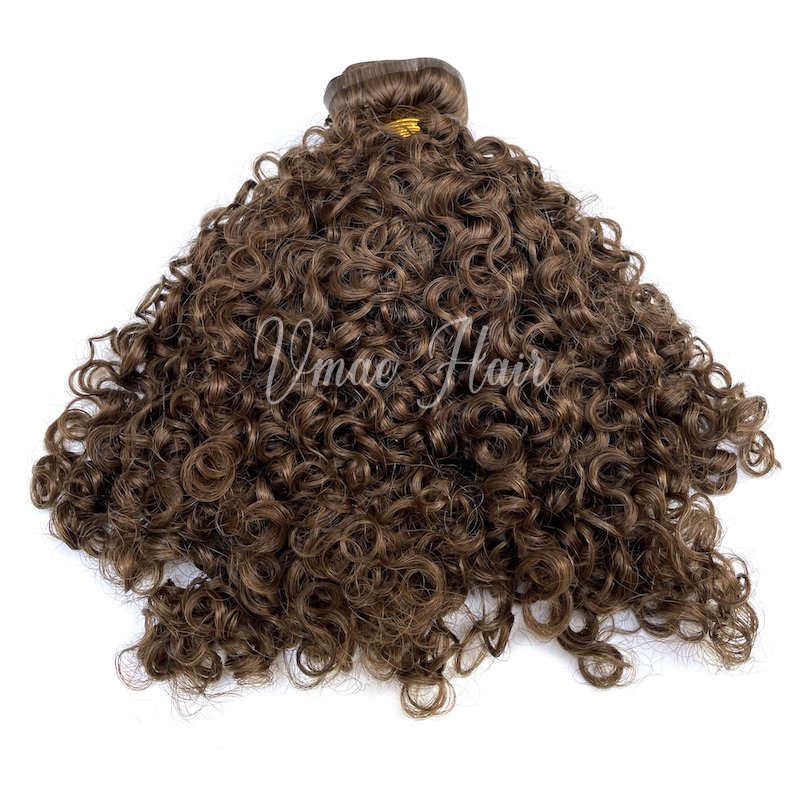VMAE Seamless Clip ins deep curly natural brown #2 #4 invisible PU clip-ins exotic Kinky Curly virgin human hair extensions