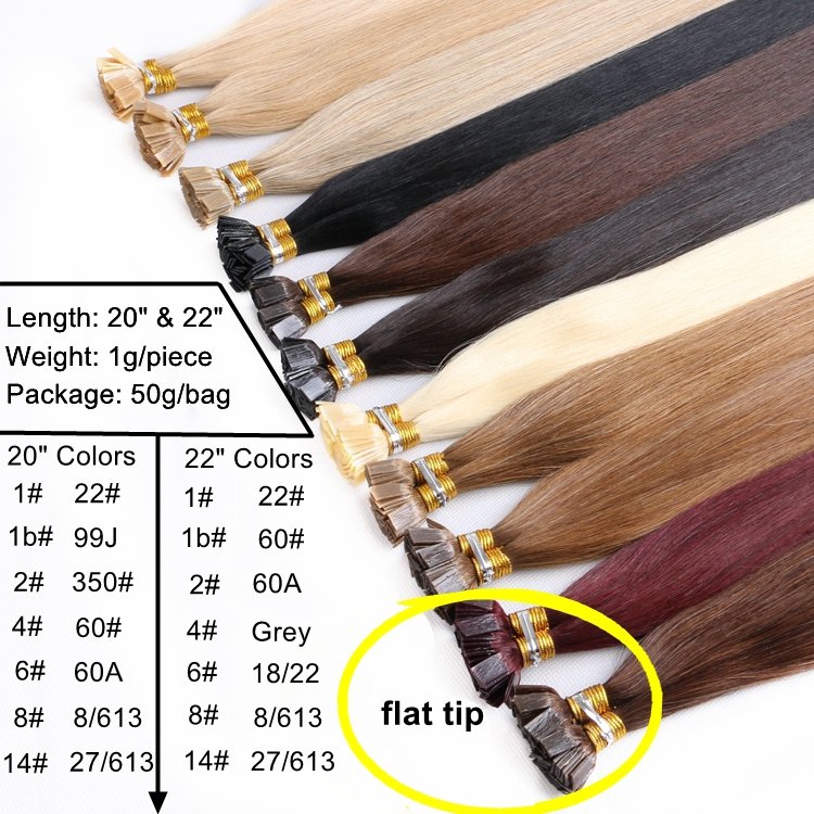 XUCHANG HARMONY 1 Bag 300pcs 20" 22" 1g/pc Italian Keratin Bond Glue Cuticle Intact Virgin Remy Flat tip Hair Extension