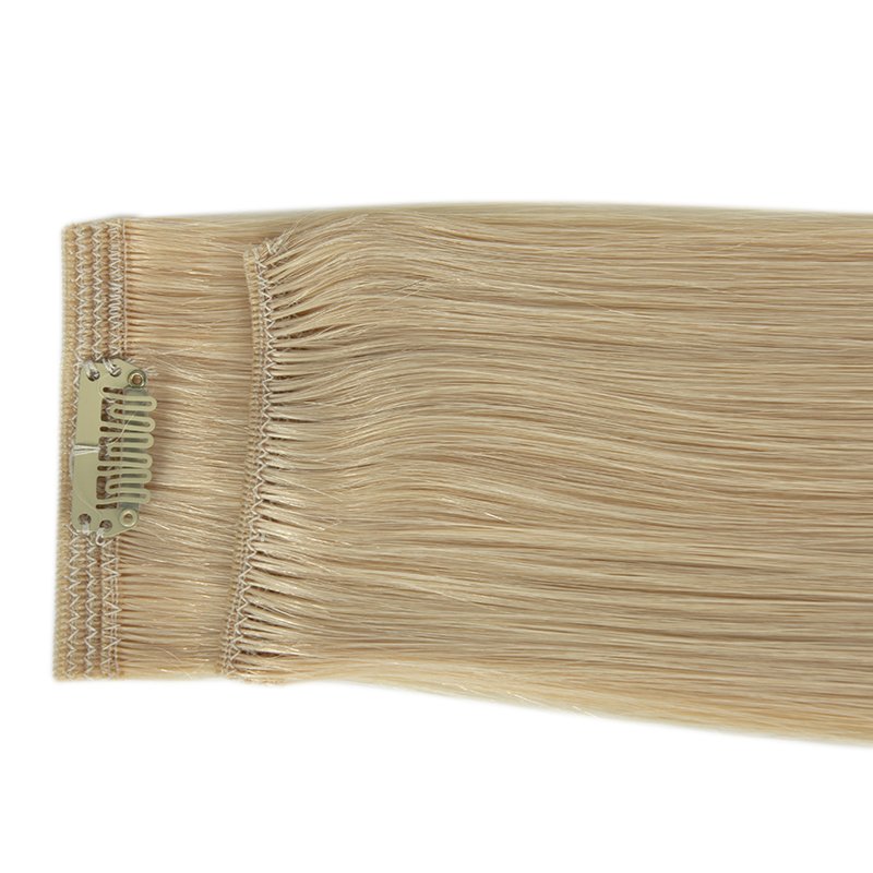 Wholesale russian hair double drawn clip in human hair extensions