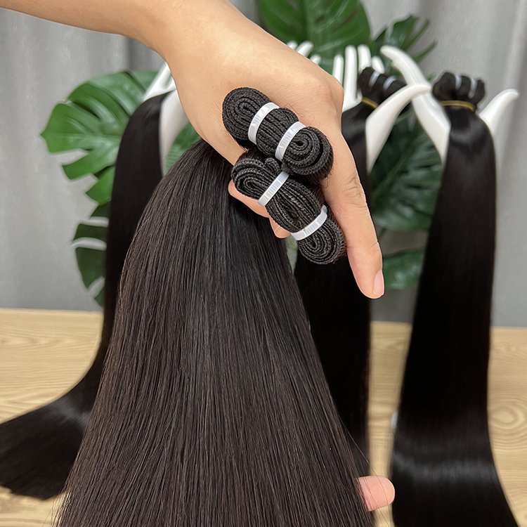 Unprocessed Vietnam Virgin Cuticle Intact Hair Bundle Vendors Bulk Double Drawn Weft Raw Indian Temple Human Hair Extensions