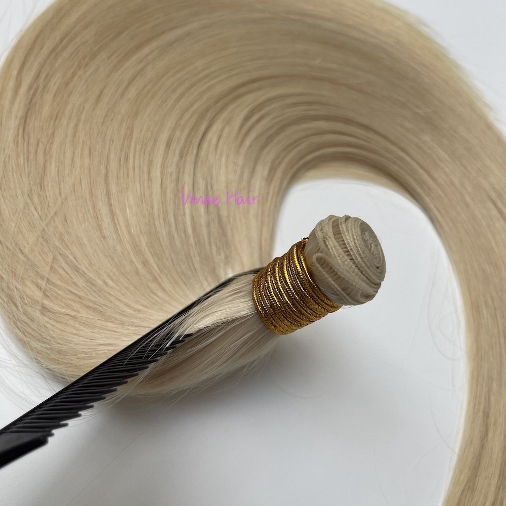 VMAE Double Drawn Straight Hand Tied Invisible Virgin Remy Cuticle Aligned Genius Russian Weft Human Hair Extensions Human Hair
