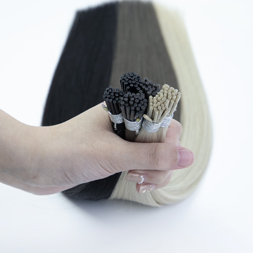 Virgin Remy Hair Wholesale New Design Kinky Straight Keratin Hair Extensions Smooth Raw Russian I Tip Hair