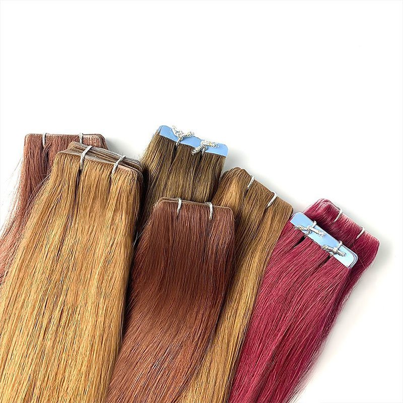 Customized 18-30" Brazilian Cuticle Aligned Virgin Straight Light Colored Tape In Hair Extension Human Hair