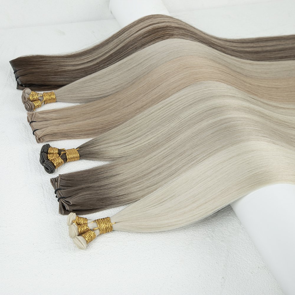 New Weft Hair Thin Soft Light Russian Hair Extensions human Hand Tied Weft hair Genius Weft