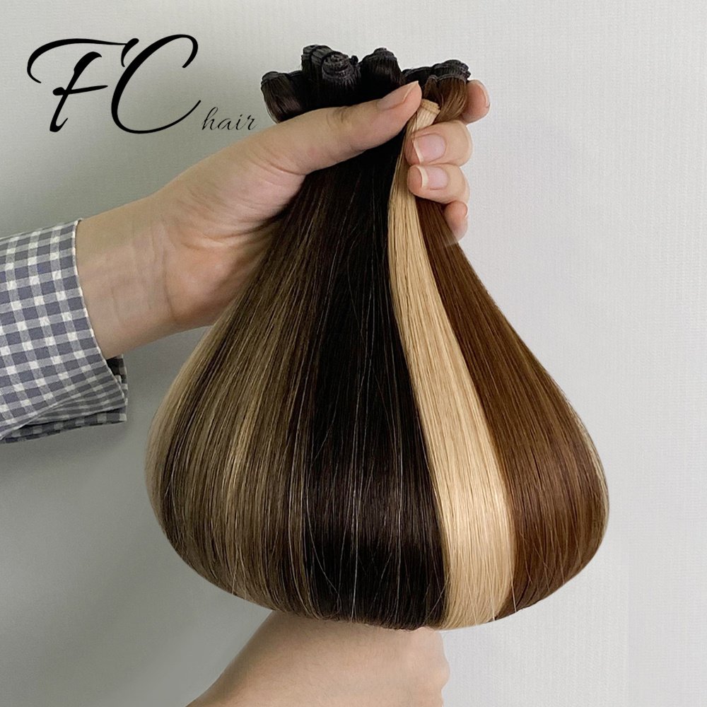 Fangcun 2022 New Designed Thin Flat PU Flat Russian Hair Double Drawn Hair Supplies Genius Weft