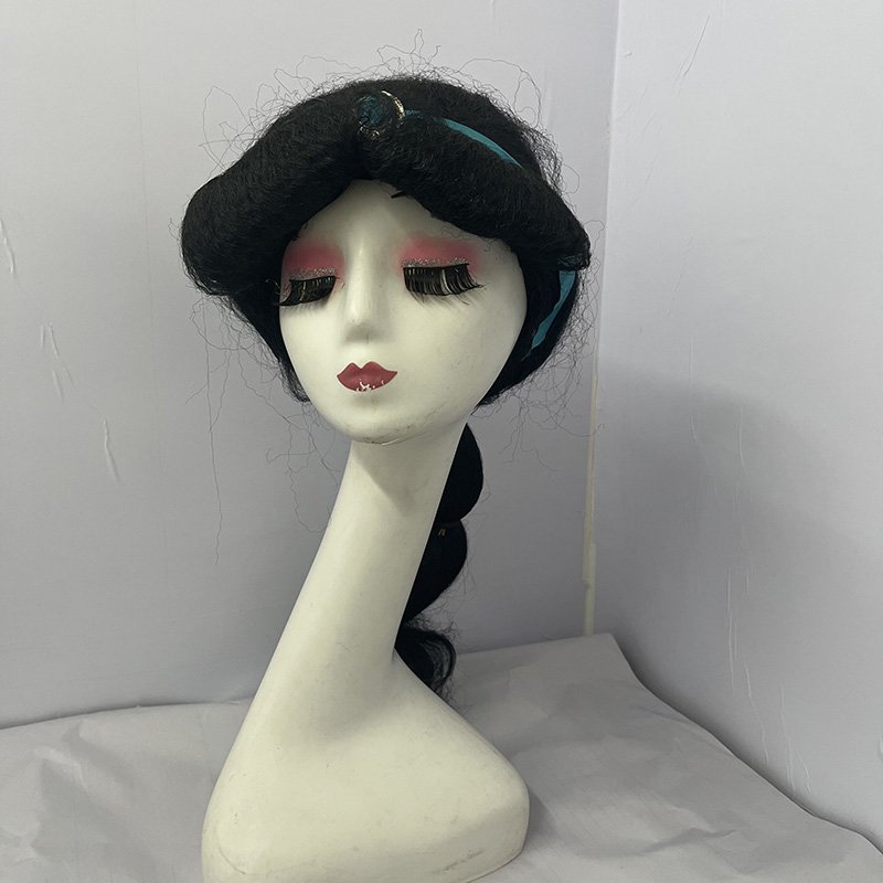 Aladdin Magic Lamp props stage dress up headdress 1001 Nights fluffy long braid Princess Jasmine wig
