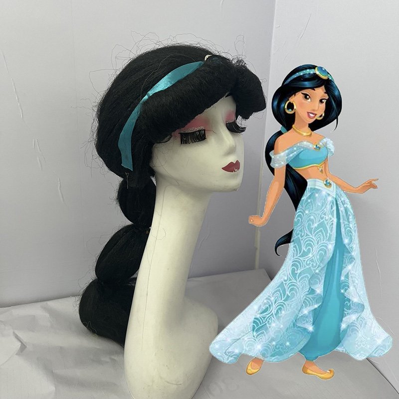 Aladdin Magic Lamp props stage dress up headdress 1001 Nights fluffy long braid Princess Jasmine wig