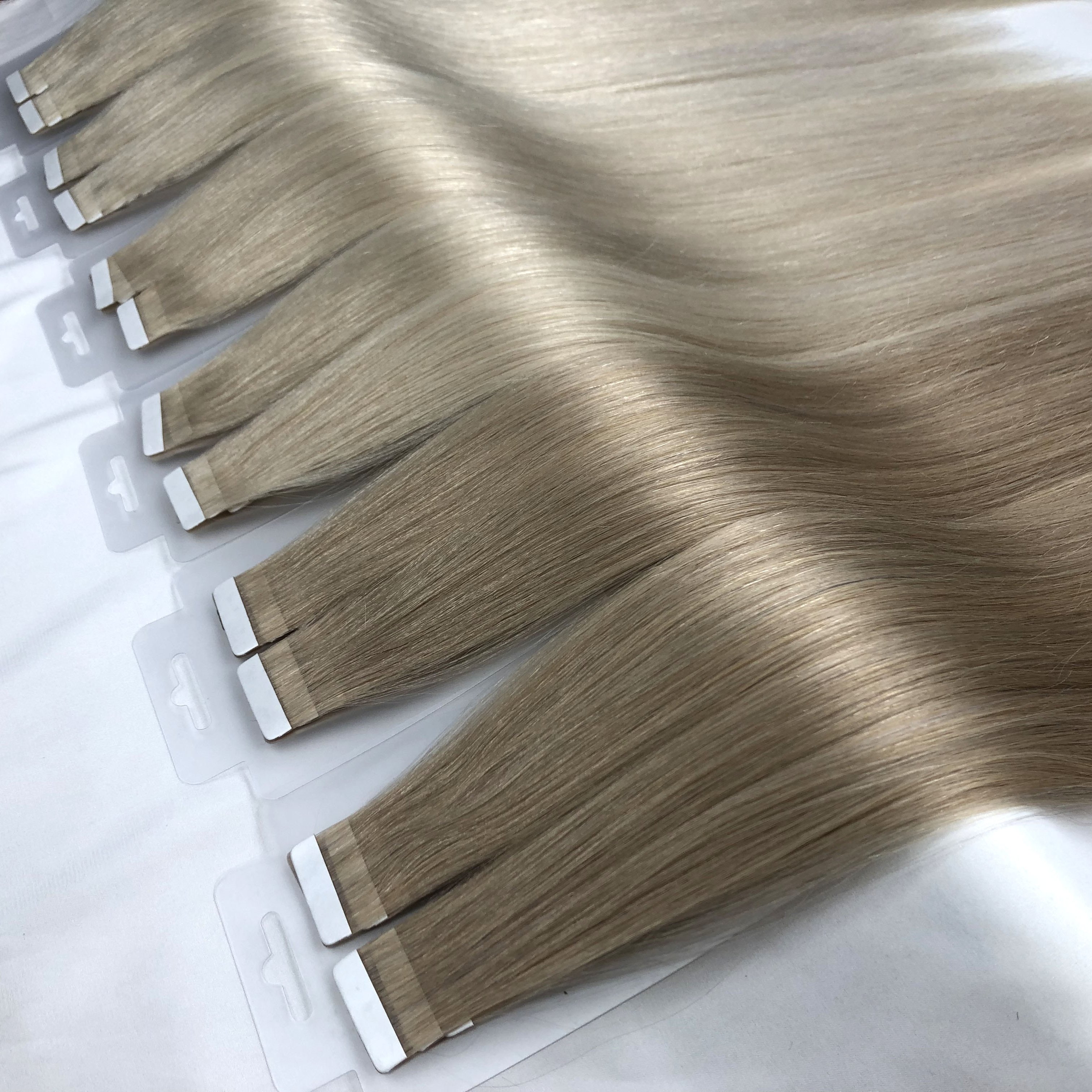 Wholesale Price Stronger Double Drawn Remy Russian Human Hair Extension Customized Color Tape in Hair Extensions