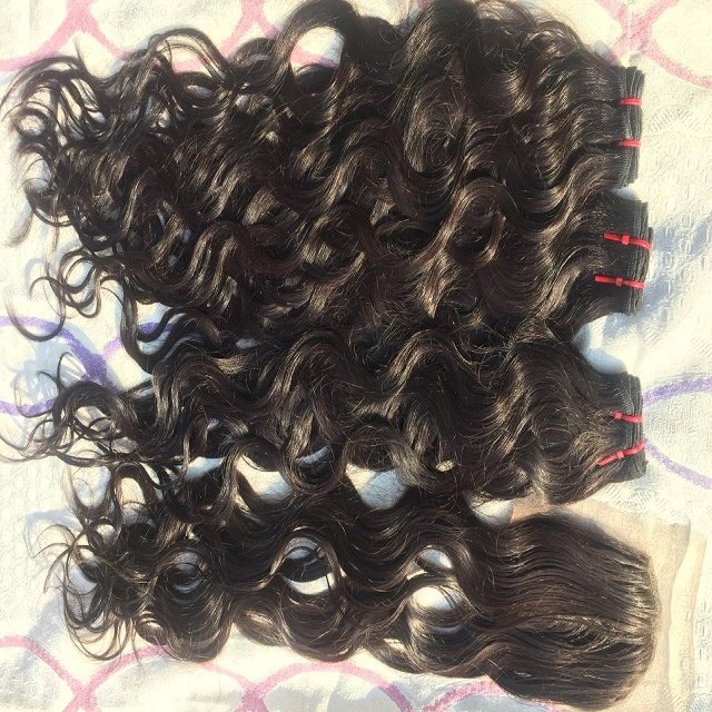 100% Real Aligned Cuticle Indian Raw Hair Wavy Single Donor Human Hair Extensions Frontal Bundle HD Lace Dropshipping via PayPal