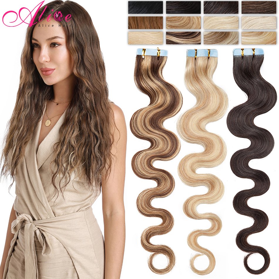Wholesale Russian tape hair extension Double drawn Russian Invisible adhesive Natural Invisible PU Tape In Human Hair Extensions