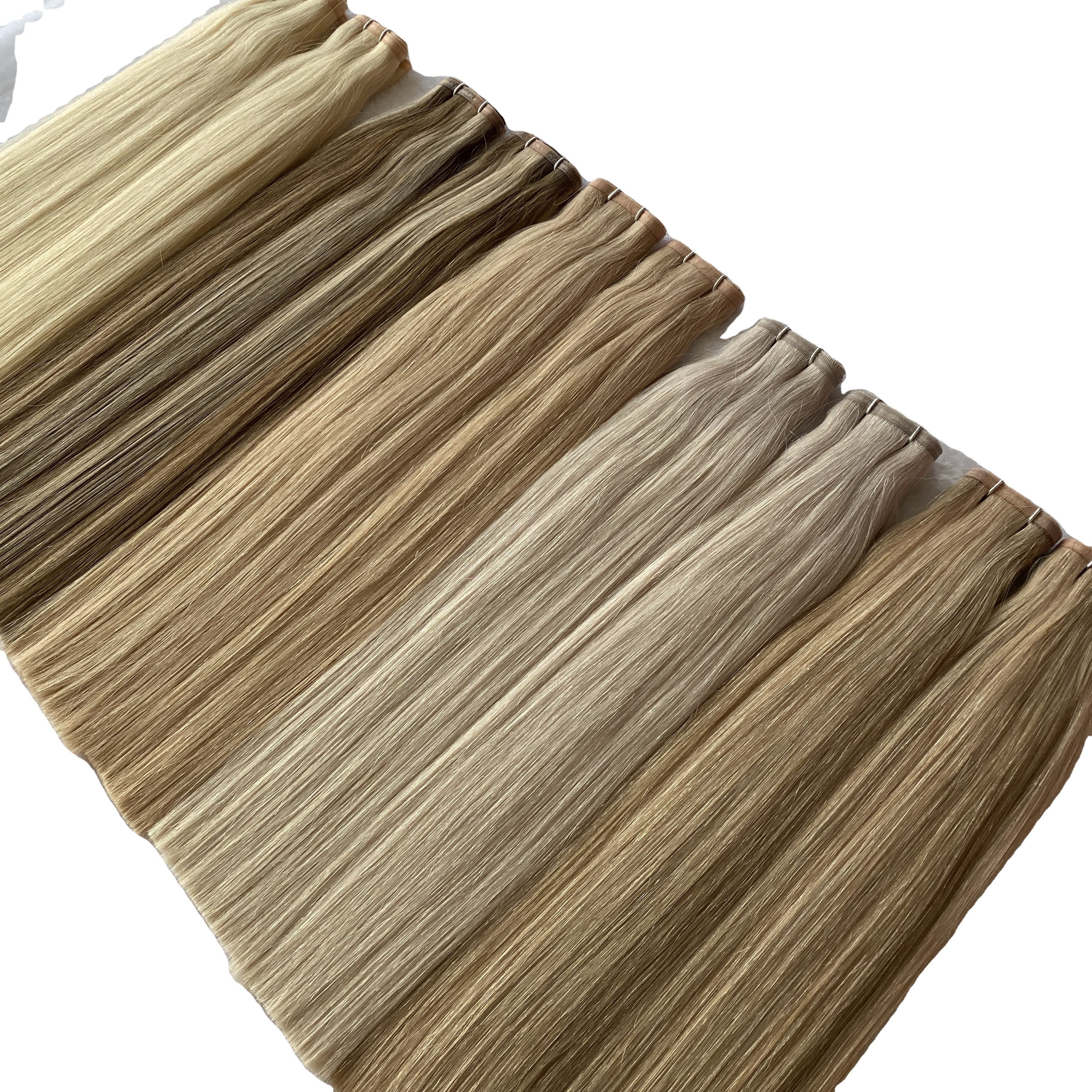High Quality Best Grade Virgin human hair extensions Machine weft hair weft Full And Soft Virgin Hair Extension Hot Sell