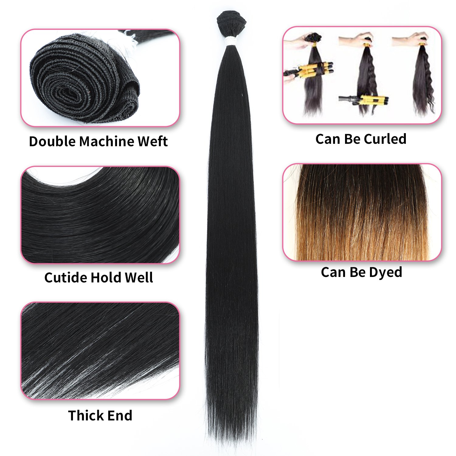 Heat Resistant Eco Friendly Organic Bio Protein Premium Fiber Weave Weft Bone Straight Hair Bundles Synthetic Hair Extensions