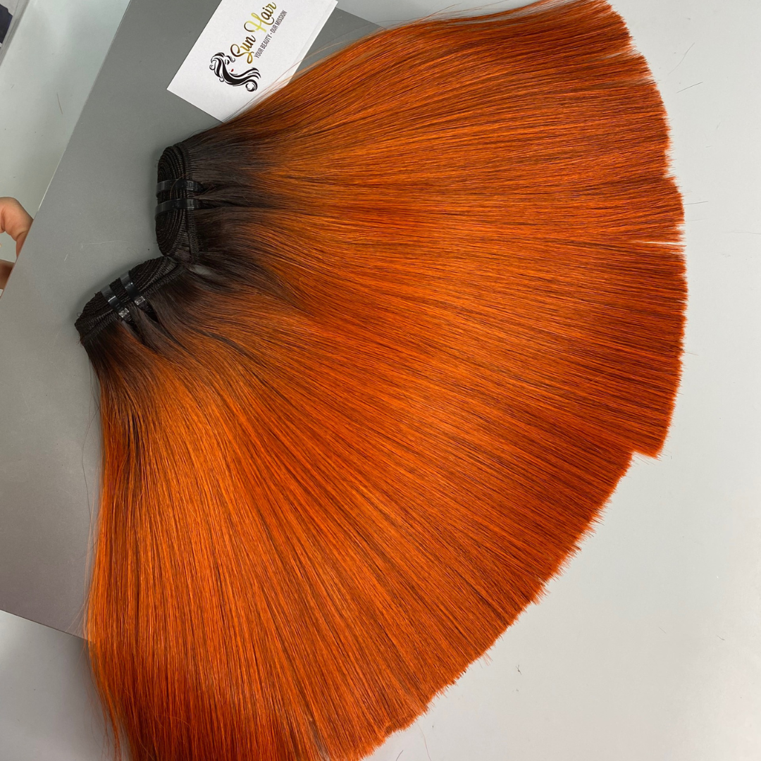 Sun Hair Company Wholesale Super Double Dark Roots Ombre Custom Color Bone Straight Weft 100% Vietnamese Human Hair Extensions