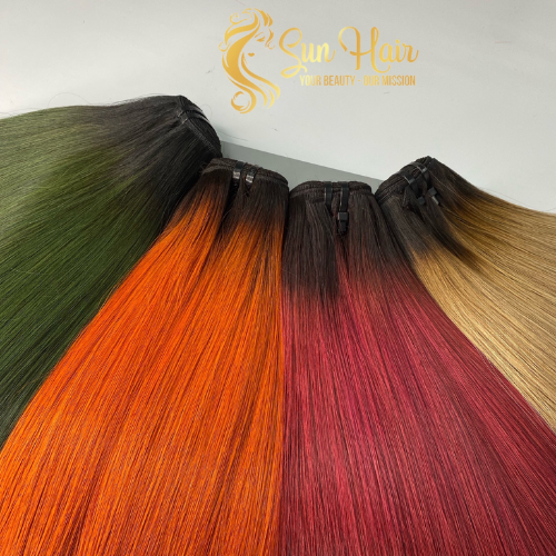 Sun Hair Company Wholesale Super Double Dark Roots Ombre Custom Color Bone Straight Weft 100% Vietnamese Human Hair Extensions