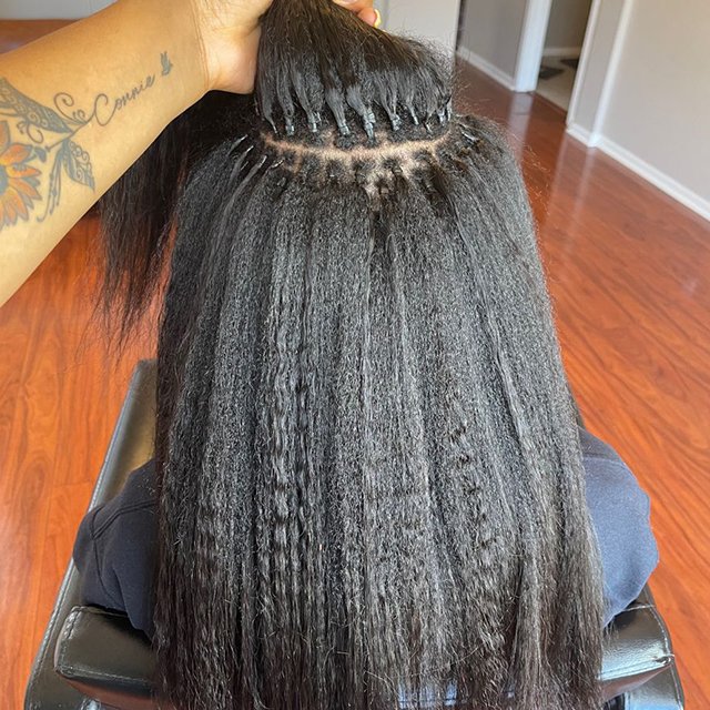 Double Drawn Peruvian Hair Human Natural Black I Tip Hair Extensions Human Hair Extension Kinky Straight