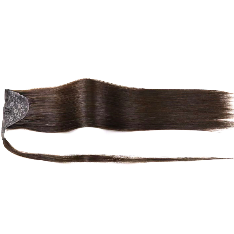 Ready to Ship Natural Black 100% Brazilian Virgin Hair Pony Tail With Comb Wrap Around Ponytail Human Hair Extensions
