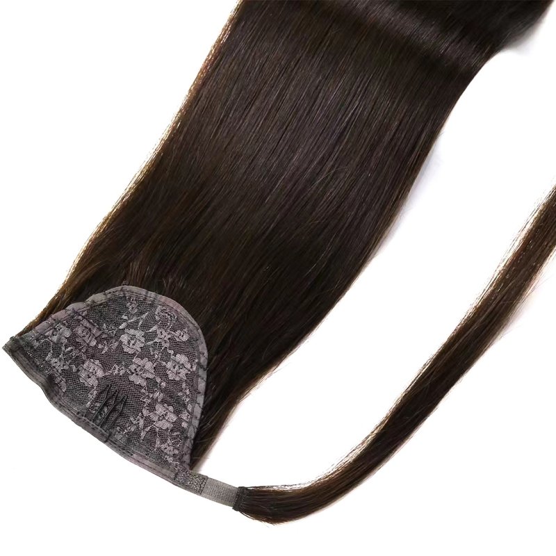 Ready to Ship Natural Black 100% Brazilian Virgin Hair Pony Tail With Comb Wrap Around Ponytail Human Hair Extensions
