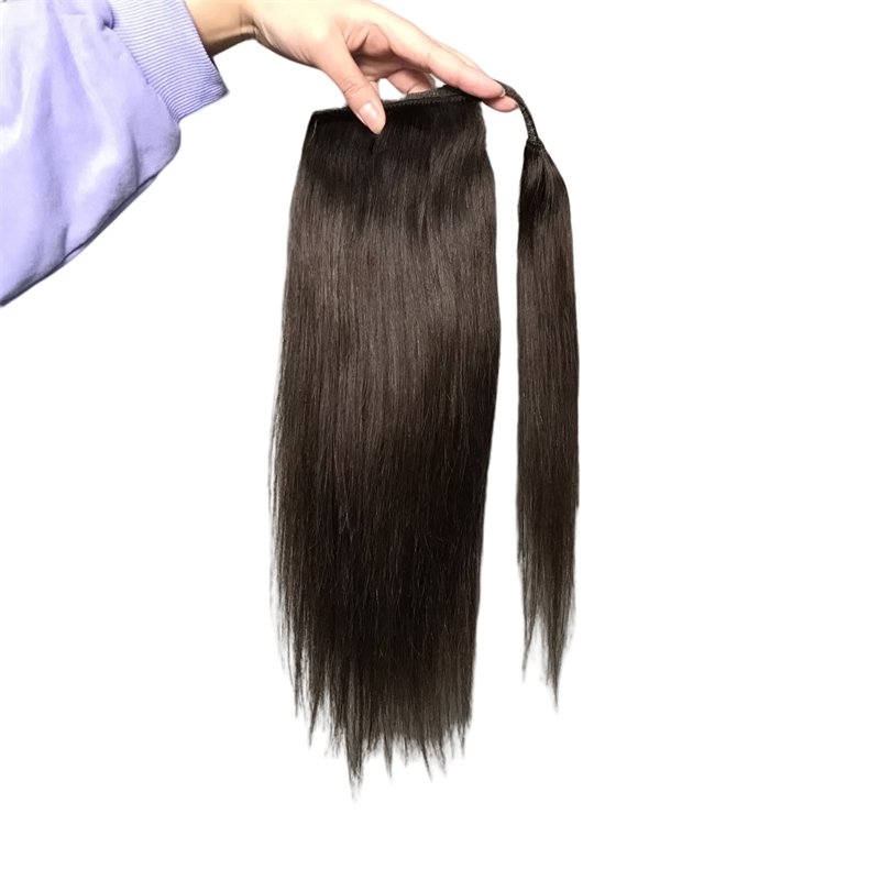 Ready to Ship Natural Black 100% Brazilian Virgin Hair Pony Tail With Comb Wrap Around Ponytail Human Hair Extensions