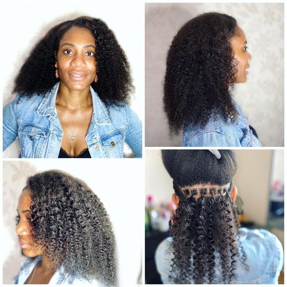 Brazilian 4b 4c Afro Kinky Curly I Tip Human Hair Extensions For Black Women Virgin Hair Black Color keratin hair extension
