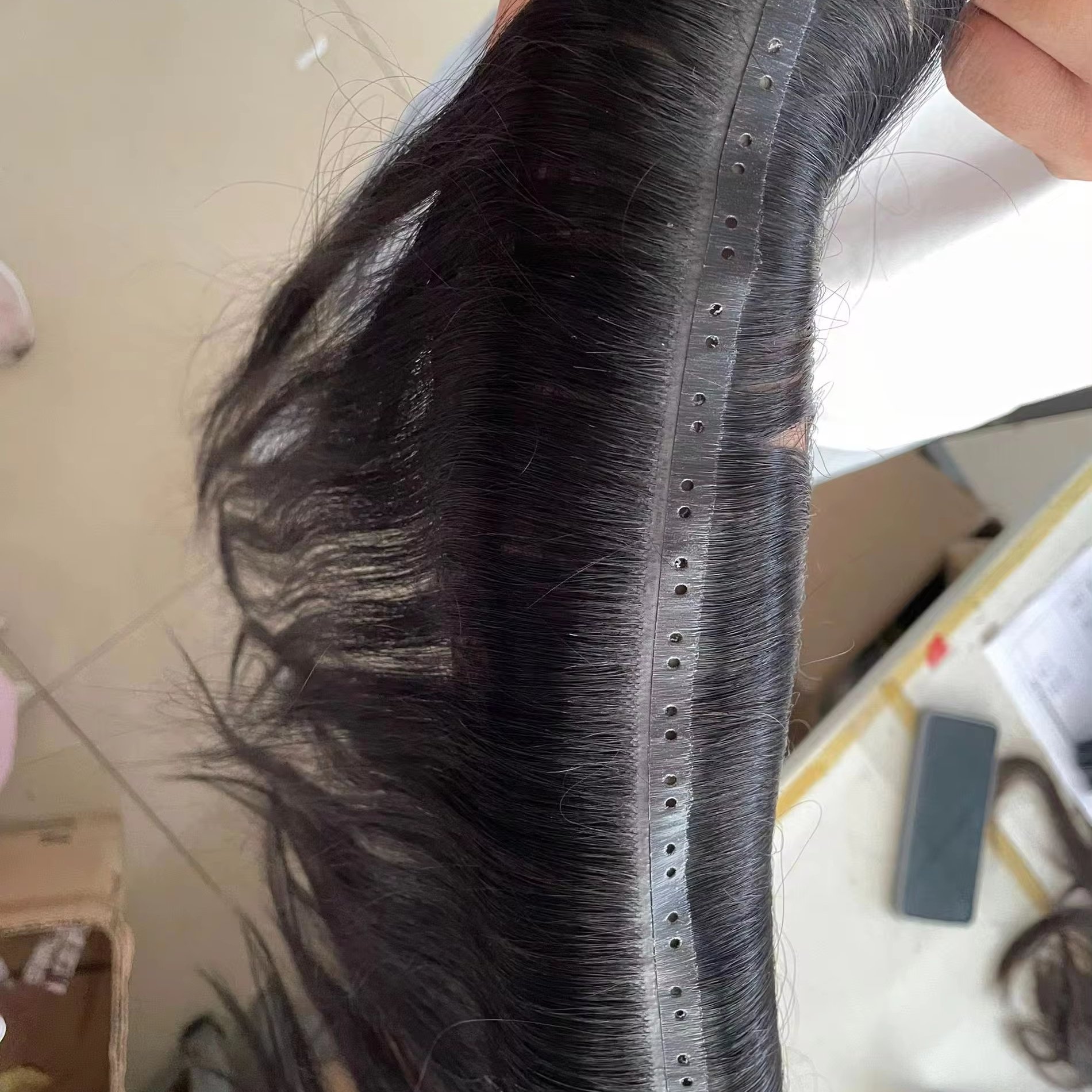 TopElles New Design Raw Indian hair Hole Weft extension Custom Color And Size Injected Hole Weft hair extensions Vietnamese