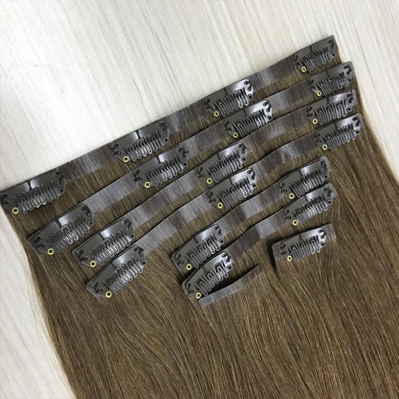 Wholesale Balayage Clip in Hair Extension 100Human Hair Raw Russian Double Drawn Real Remy Invisible Seamless Clip Ins Extension