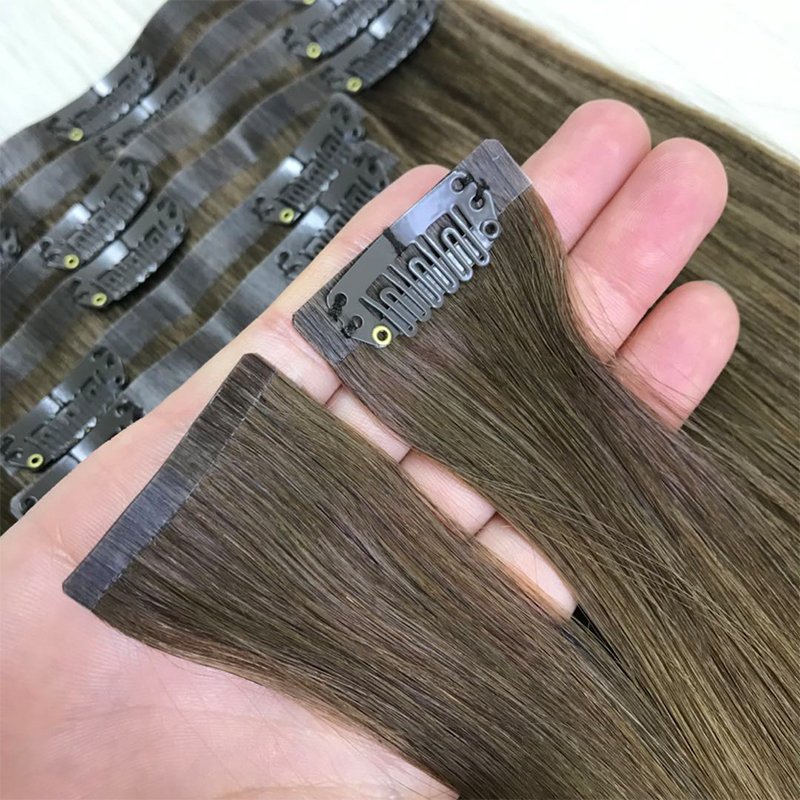 Wholesale Balayage Clip in Hair Extension 100Human Hair Raw Russian Double Drawn Real Remy Invisible Seamless Clip Ins Extension