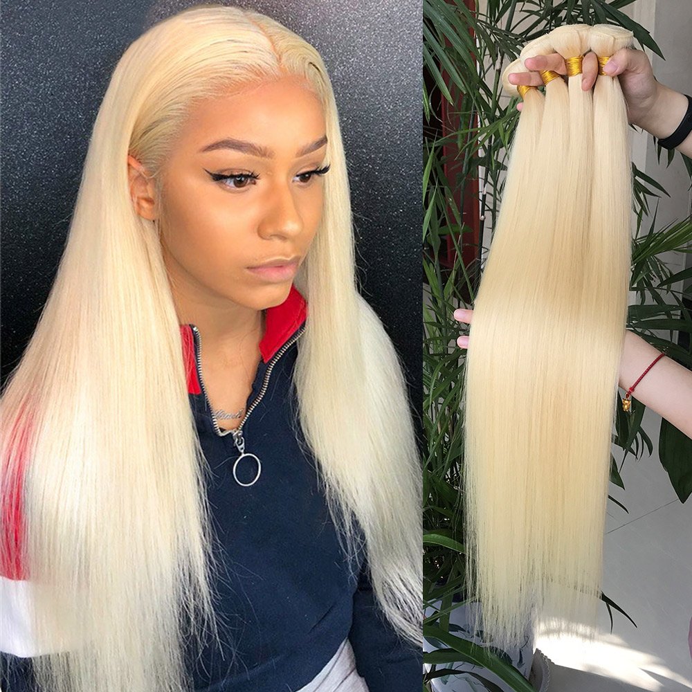 Wholesale 613 Cuticle Aligned Virgin Hair,Russian Blonde Virgin Human Hair Bundles With Closure Free Sample Human Hair Extension