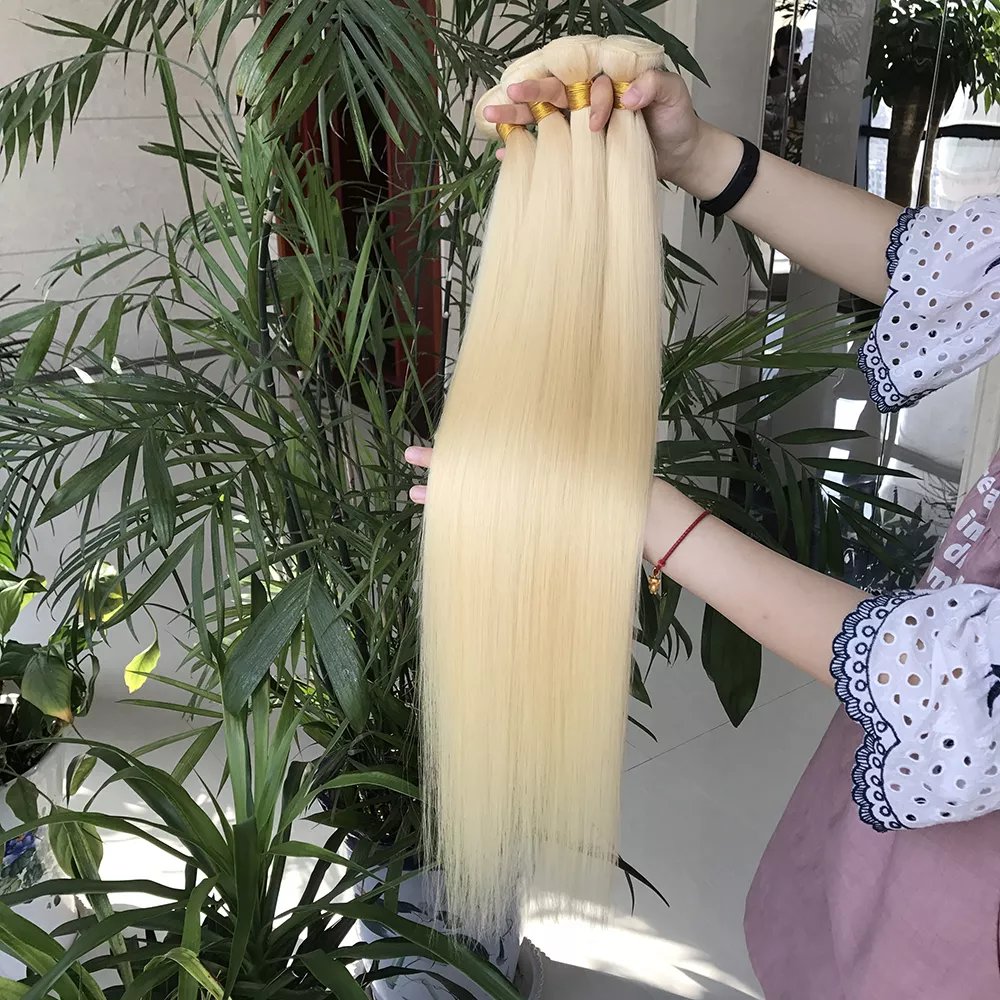Wholesale 613 Cuticle Aligned Virgin Hair,Russian Blonde Virgin Human Hair Bundles With Closure Free Sample Human Hair Extension