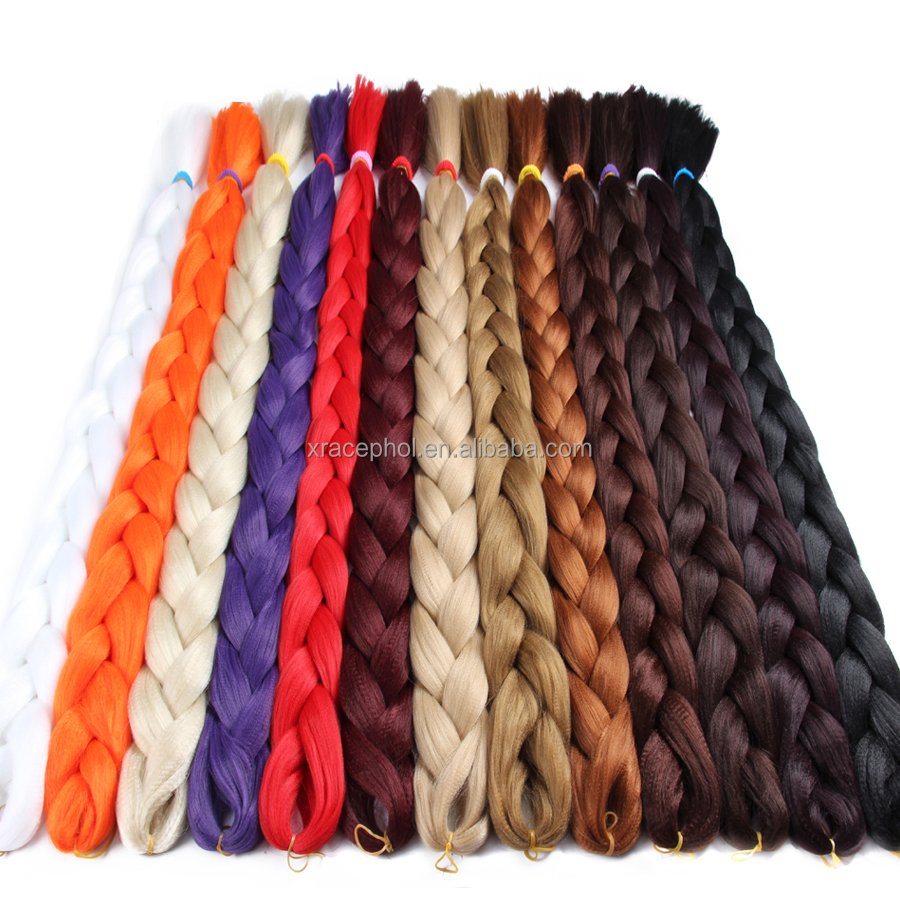Wholesale Jumbo Hair Braid 165g 82Inch Synthetic Hair Pre-Stretched Box Braids Pure Color Jumbo Braiding Hair Extensions