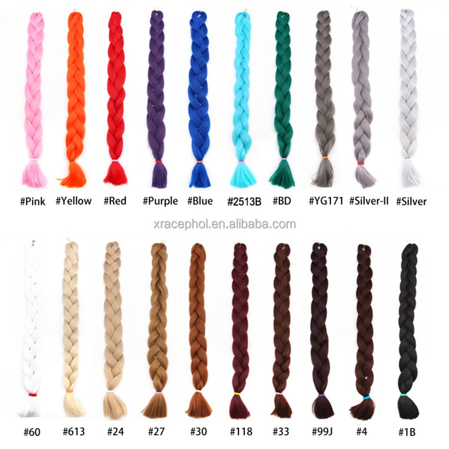Wholesale Jumbo Hair Braid 165g 82Inch Synthetic Hair Pre-Stretched Box Braids Pure Color Jumbo Braiding Hair Extensions