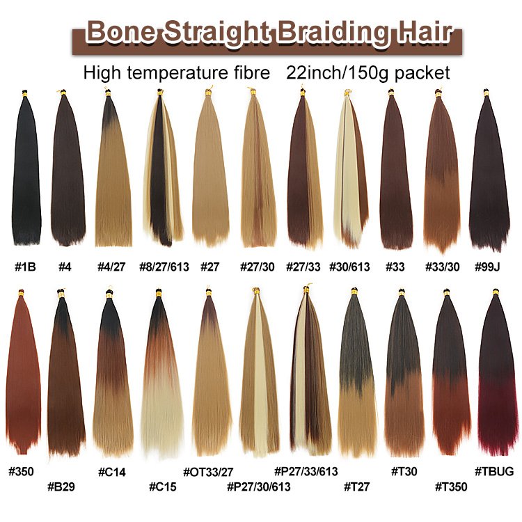 Julianna 150g Silky Bone Straight Braiding 22 Inches Synthetic Attachment For Braids Hair Extension Bone Straight Braiding Hair