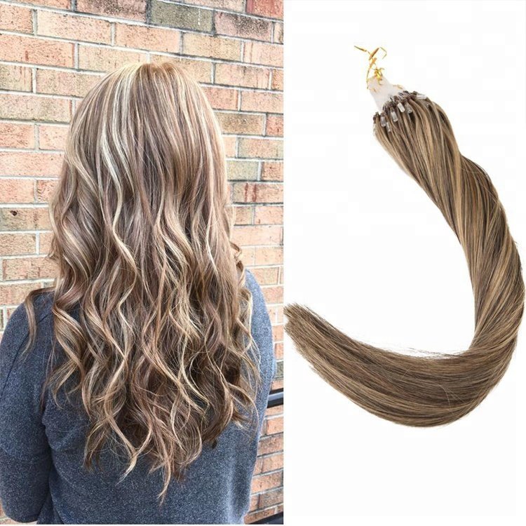Easy Micro Loop Ring Hair Extensions 100% Brazilian Virgin Micro Ring Human Hair Extensions Fish Line Human Hair for Women