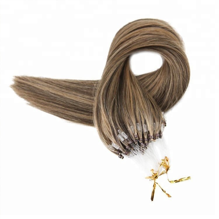 Easy Micro Loop Ring Hair Extensions 100% Brazilian Virgin Micro Ring Human Hair Extensions Fish Line Human Hair for Women