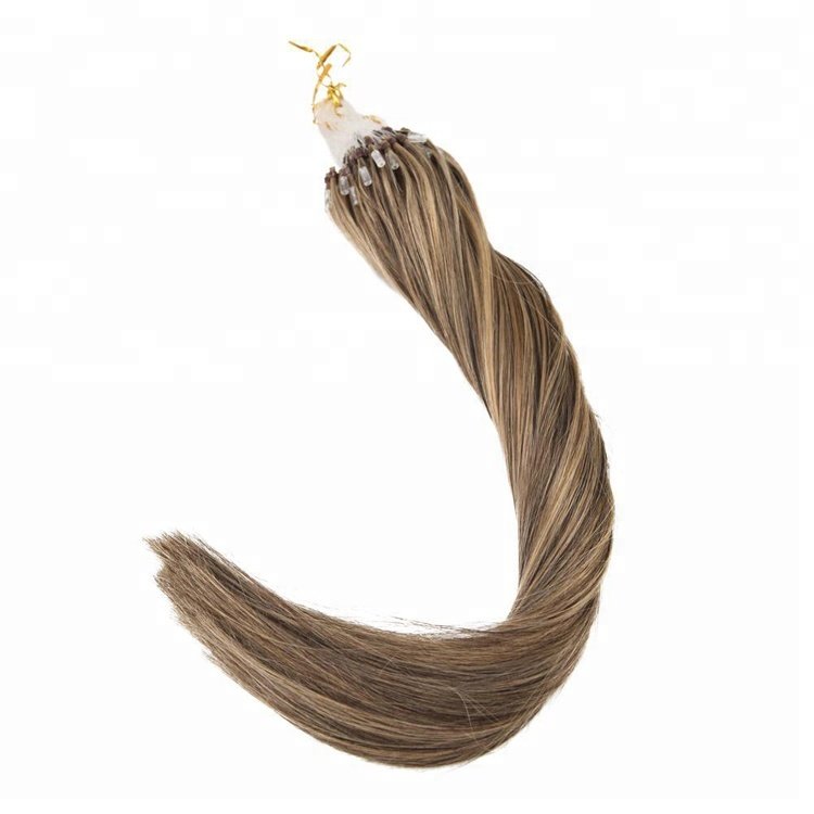Easy Micro Loop Ring Hair Extensions 100% Brazilian Virgin Micro Ring Human Hair Extensions Fish Line Human Hair for Women