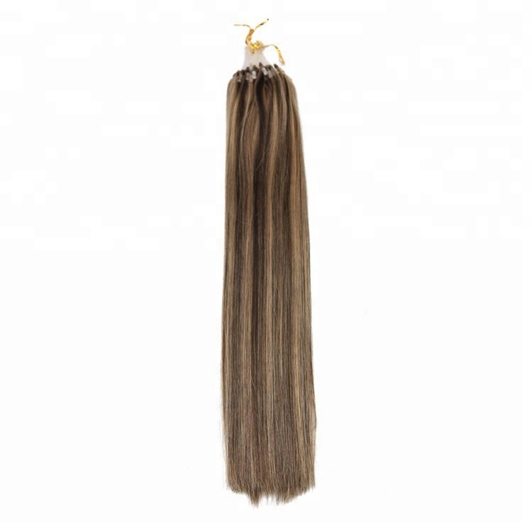 Easy Micro Loop Ring Hair Extensions 100% Brazilian Virgin Micro Ring Human Hair Extensions Fish Line Human Hair for Women