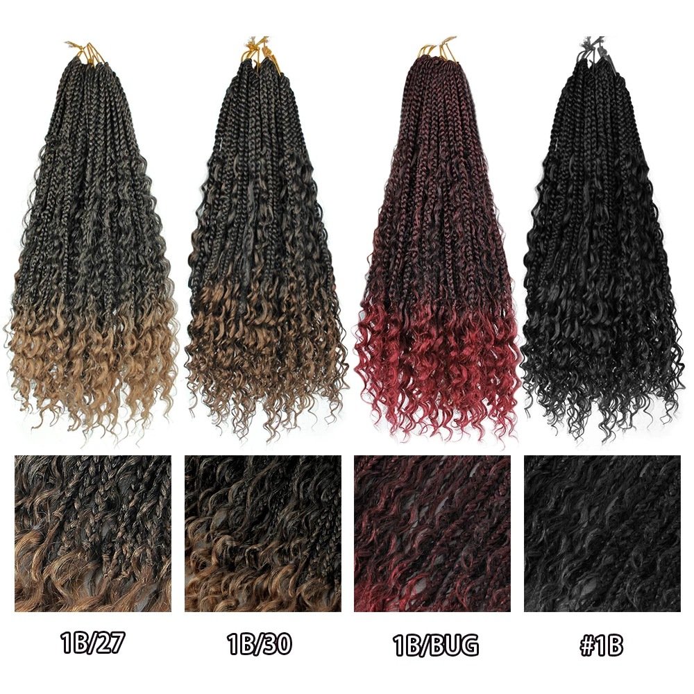 Synthetic 14 18 22 Inch Boho Blonde Knotless Crotchet Hair With Curly End Goddess Box Braids Crochet Hair Bohemian