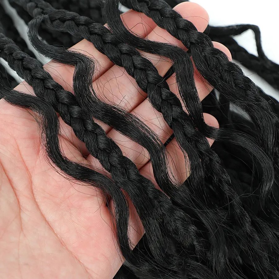 Synthetic 14 18 22 Inch Boho Blonde Knotless Crotchet Hair With Curly End Goddess Box Braids Crochet Hair Bohemian