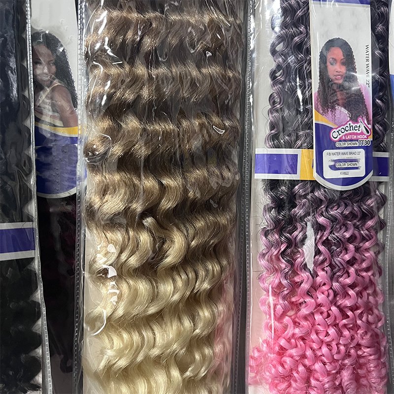 Synthetic deep wave blue pack Water Wave Crochet Hair Braids Original Pack Passion Twist Expression Braiding Hair