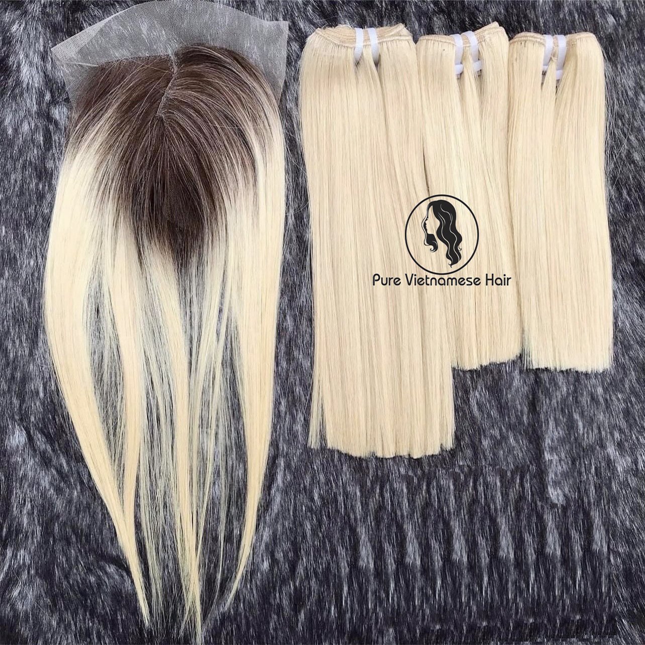 Bone Straight 100% Vietnamese Human Hair Extensions Fashion Colors-Red Light Color Weft Hair Closure 4x4 #60 Virgin Blonde